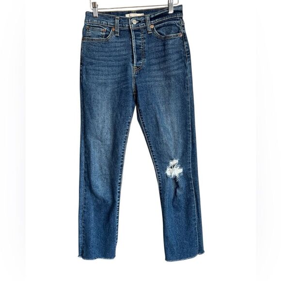 Levi’s Strauss wedgie straight button fly jeans size 27 distressed mid wash boho - Picture 8 of 12